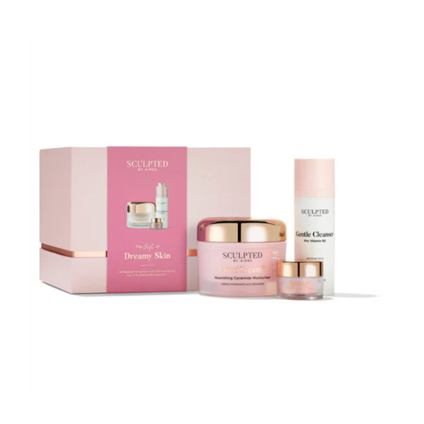 sculpted by aimee skincare giftset with pink box